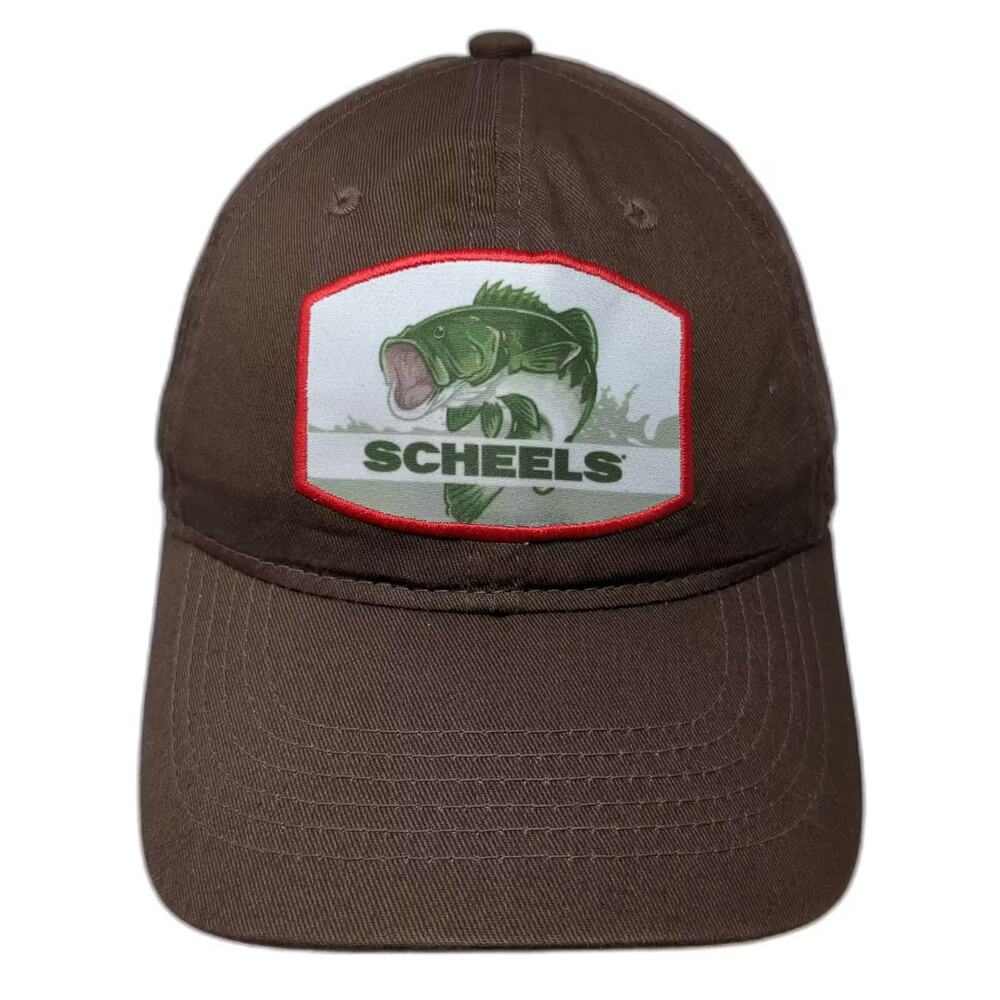 Scheels Snapback Hat Brown One Size Bass Fishing Patch Adjustable Embroidered